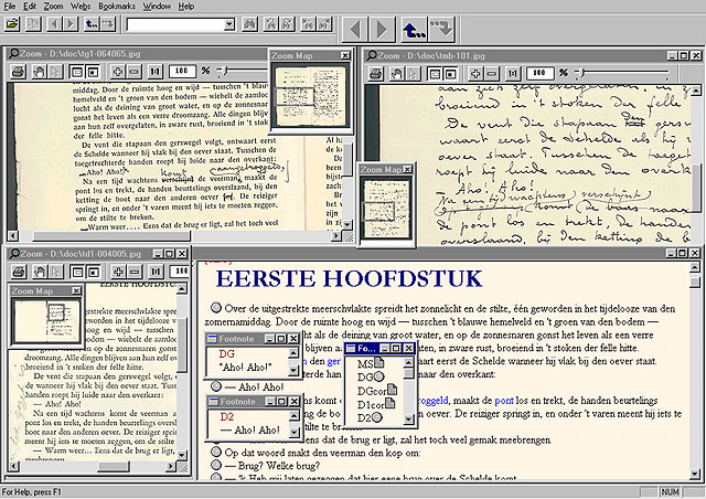 The simultaneous presentation of variant paragraphs from 6 documentary sources on the screen